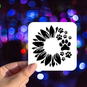 Sunflower Paw Print Vinyl Decal Multiple Colors Available